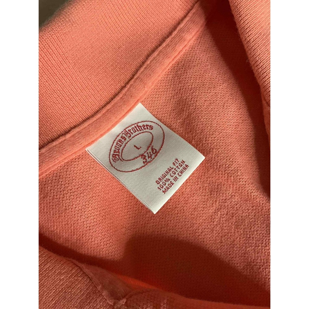 Brooks Brothers Polo Shirt Large Orange Slim Fit Performance Logo Casual Mens - Picture 3 of 6
